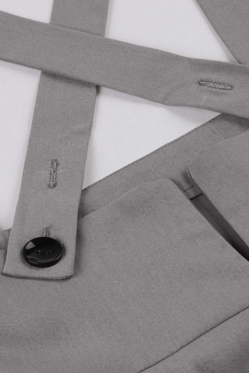 Grey Lace-Up Hi-Low Strappy Vintage Dress