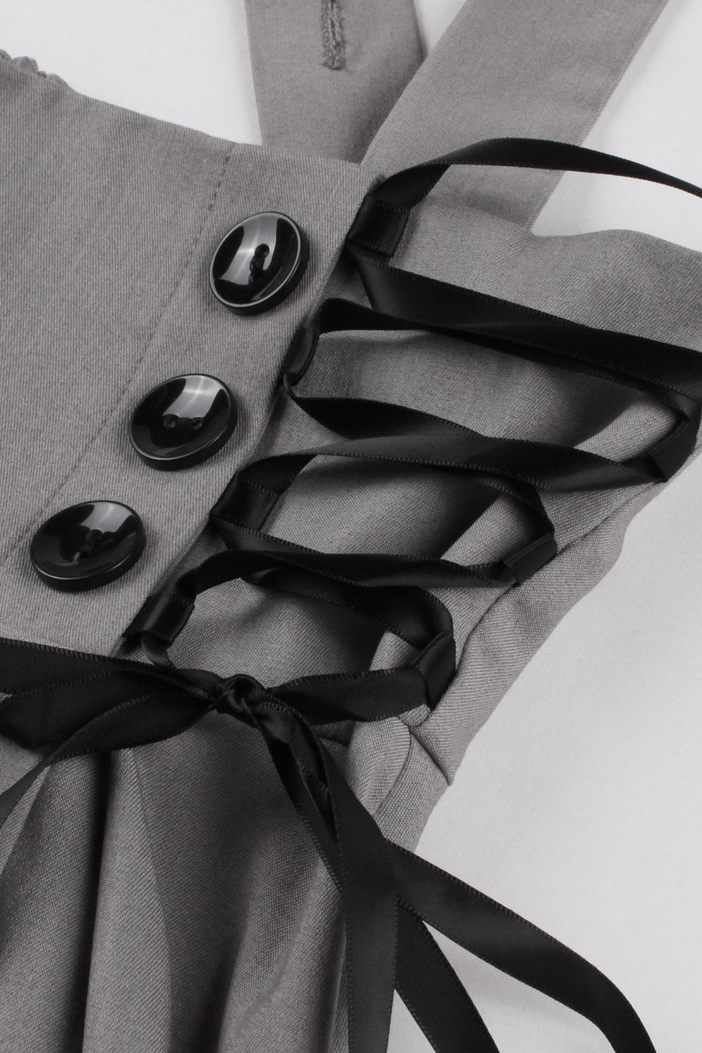 Grey Lace-Up Hi-Low Strappy Vintage Dress