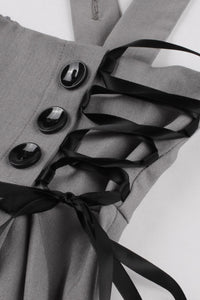 Grey Lace-Up Hi-Low Strappy Vintage Dress