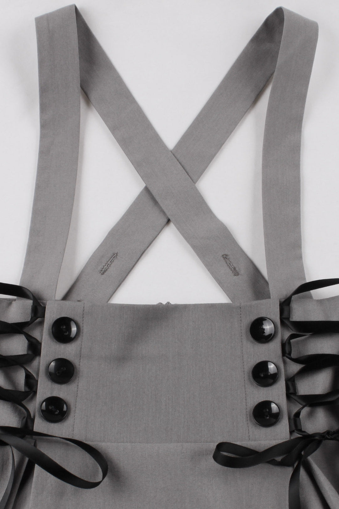 Grey Lace-Up Hi-Low Strappy Vintage Dress