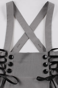Grey Lace-Up Hi-Low Strappy Vintage Dress