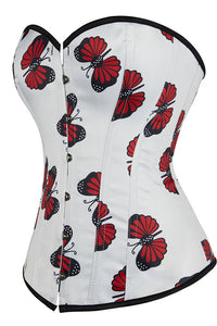 White Butterfly Strapless Lace-Up Bustier Corset Top
