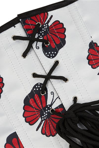 White Butterfly Strapless Lace-Up Bustier Corset Top