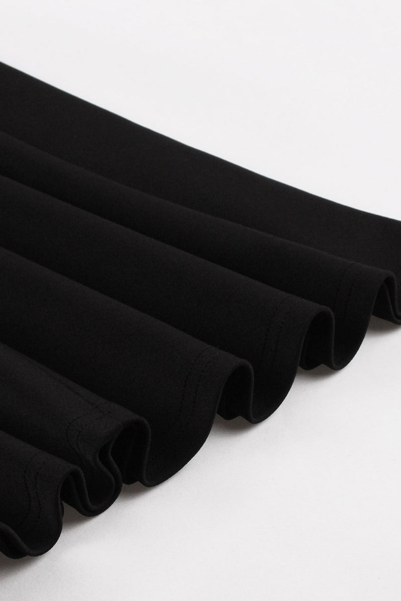 Herbene Black Shirt Collar Long Sleeves Vintage Dress