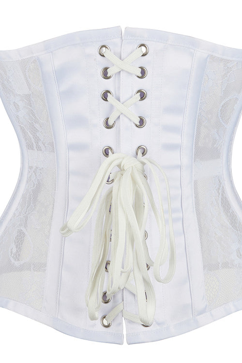 Black Lace Sheer Lace-Up Underbust Corset Top