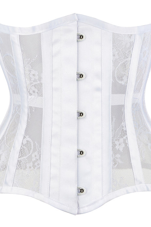 Black Lace Sheer Lace-Up Underbust Corset Top