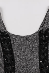 Grey A-line Knitted Slip Vintage Dress