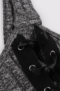 Grey A-line Knitted Slip Vintage Dress