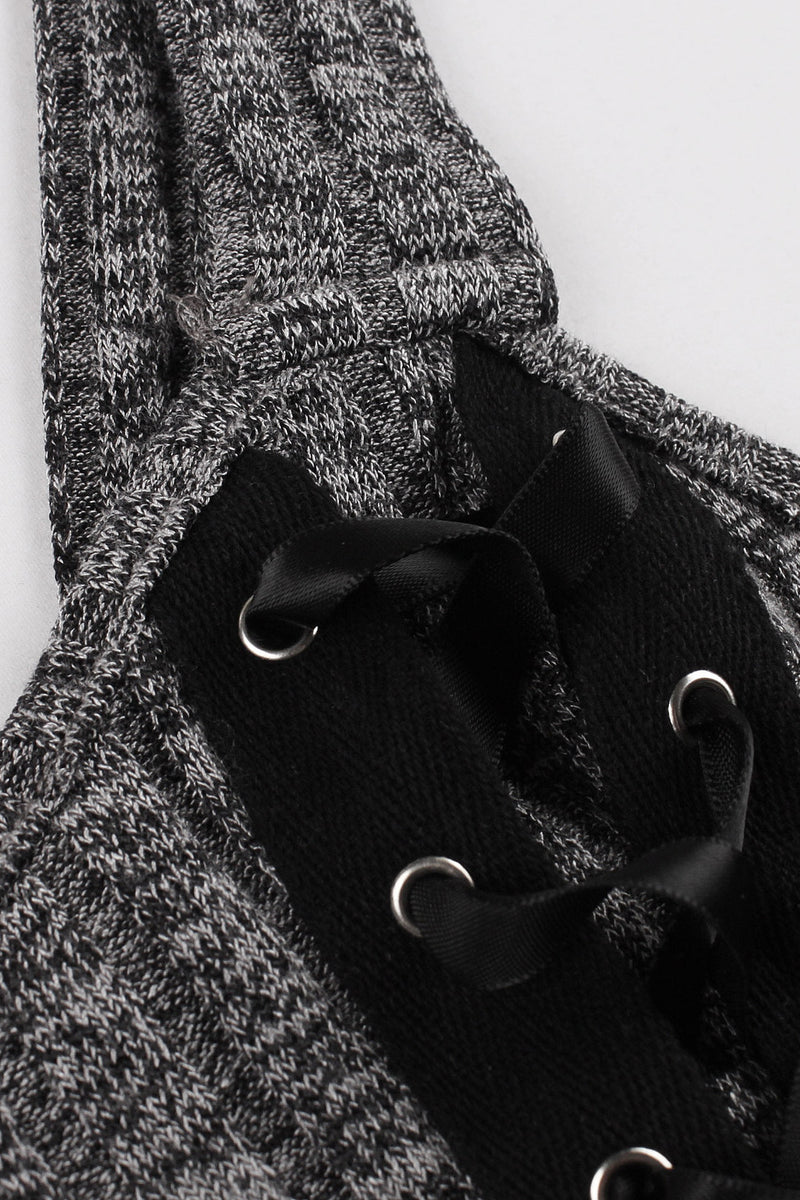 Grey A-line Knitted Slip Vintage Dress