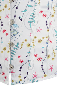 White Floral Prints Strapless Lace-Up Bustier Corset Top