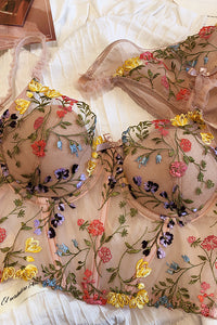 Dusty Pink Floral Appliques Illusion Lingerie