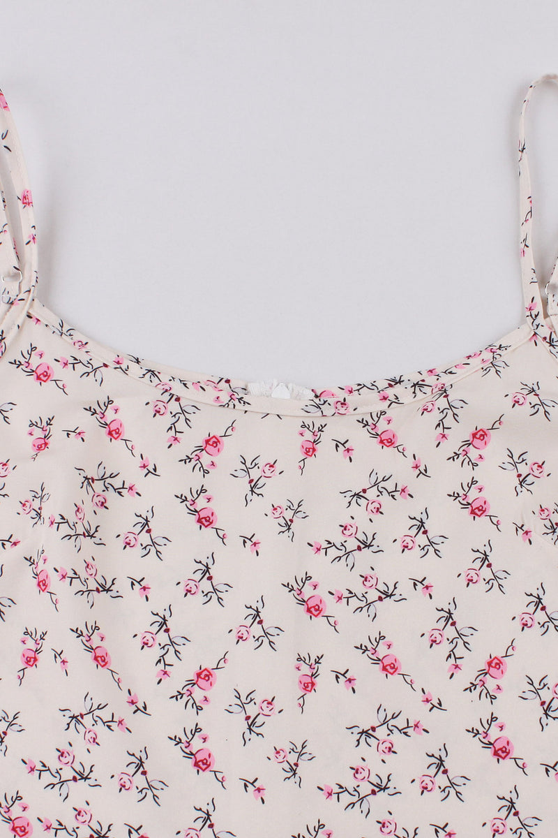 Ivory Floral A-line Slip Vinatge Dress