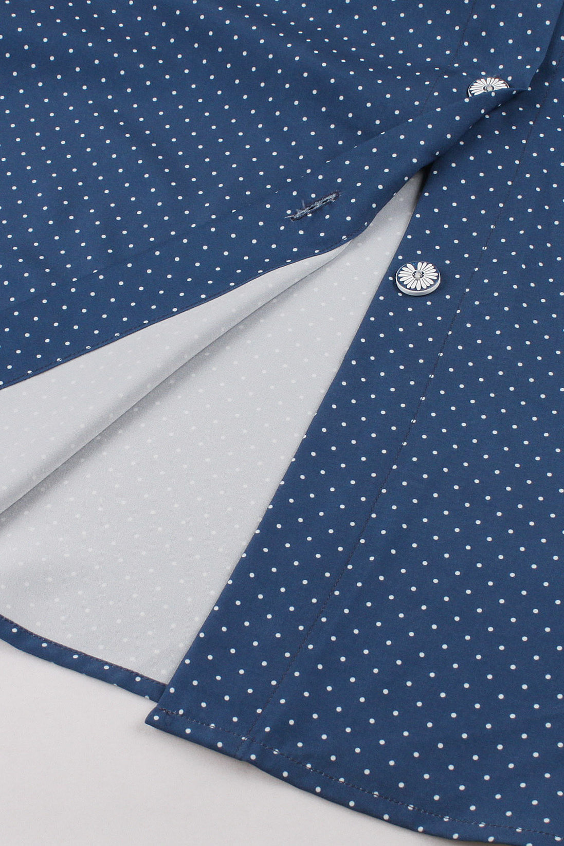 Blue Dot Buttons Slip Vintage Dress with Pockets