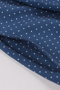 Blue Dot Buttons Slip Vintage Dress with Pockets