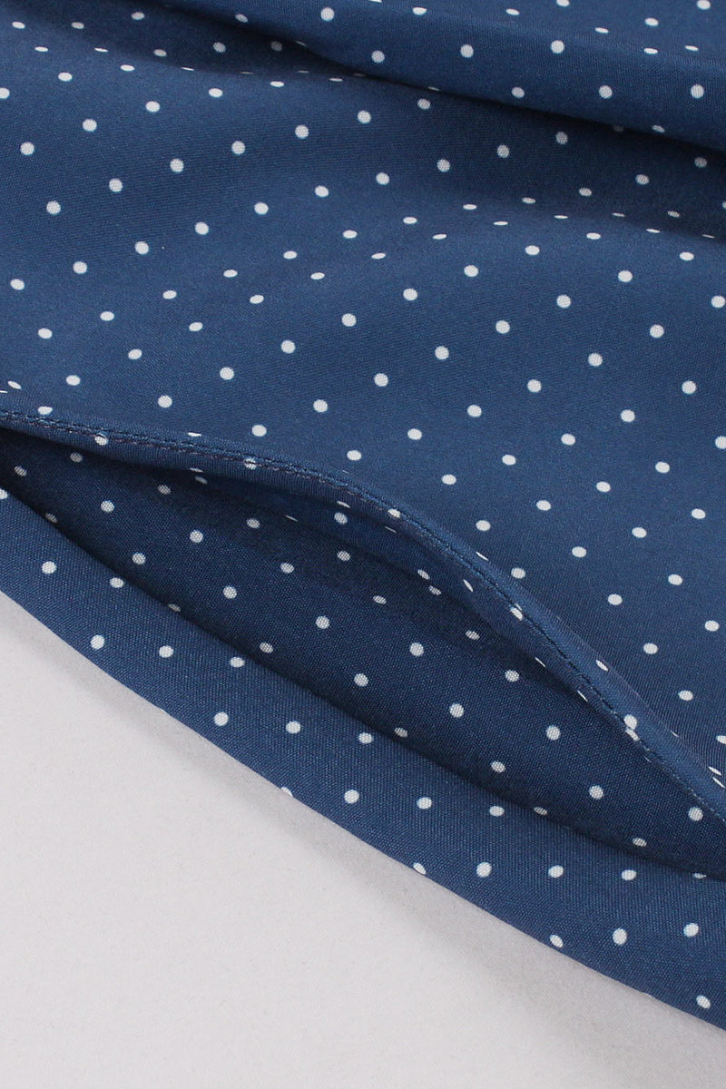 Blue Dot Buttons Slip Vintage Dress with Pockets