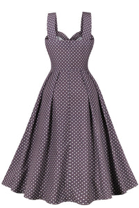 Dusty Purple Buttons Dots A-line Slip Vintage Dress
