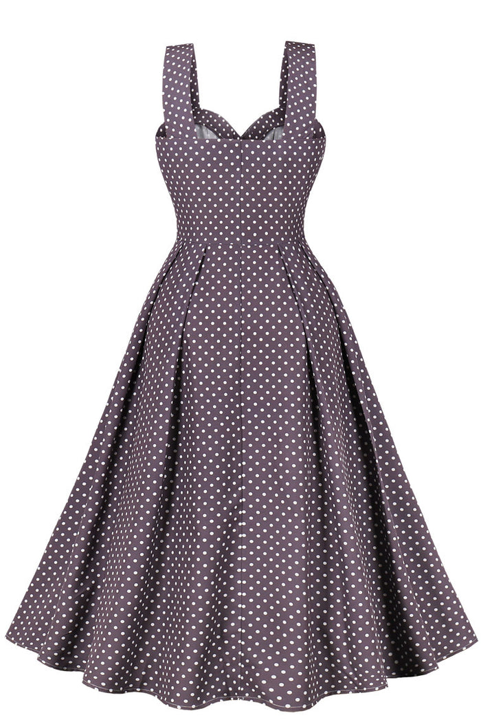 Dusty Purple Buttons Dots A-line Slip Vintage Dress