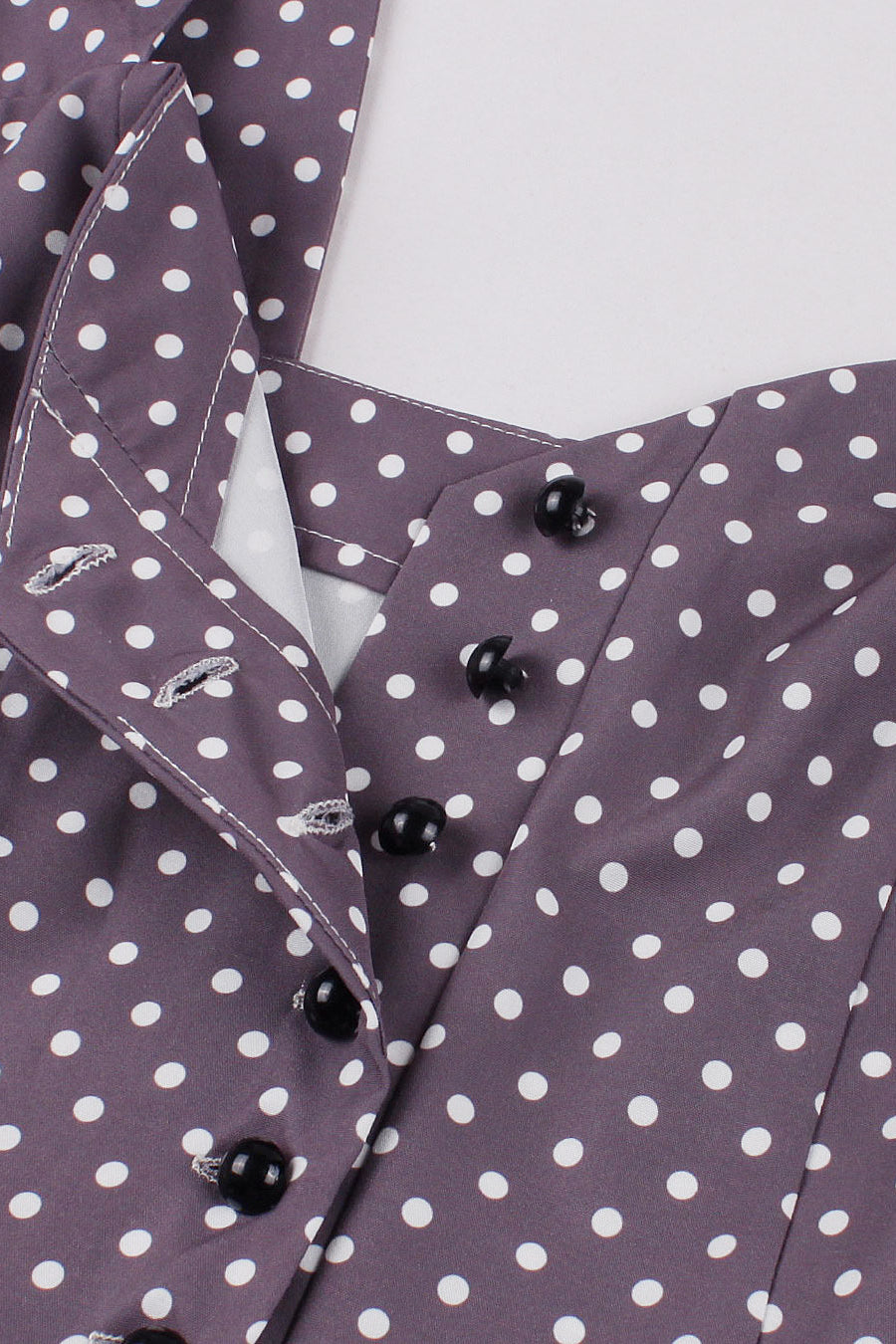 Dusty Purple Buttons Dots A-line Slip Vintage Dress