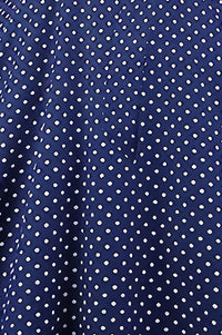 Navy Blue Puff Sleeves Square Neck Dot A-line Vintage Dress