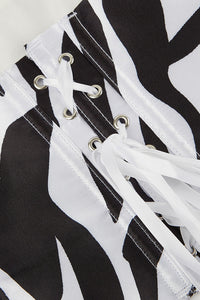 Black and White Strapless Lace-Up Bustier Corset Top