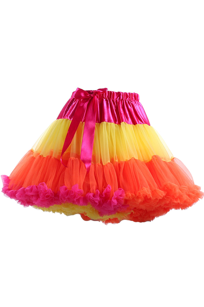Orange and Fuchsia and Yellow Tulle Tutu Mini Petticoat