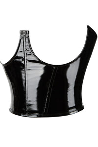 Black Leather Lace-Up Underbust Corset Top
