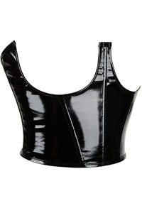 Black Leather Lace-Up Underbust Corset Top