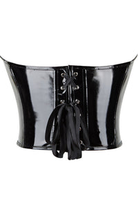 Black Leather Lace-Up Underbust Corset Top