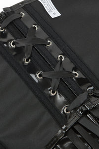 Black Leather Lace-Up Underbust Corset Top
