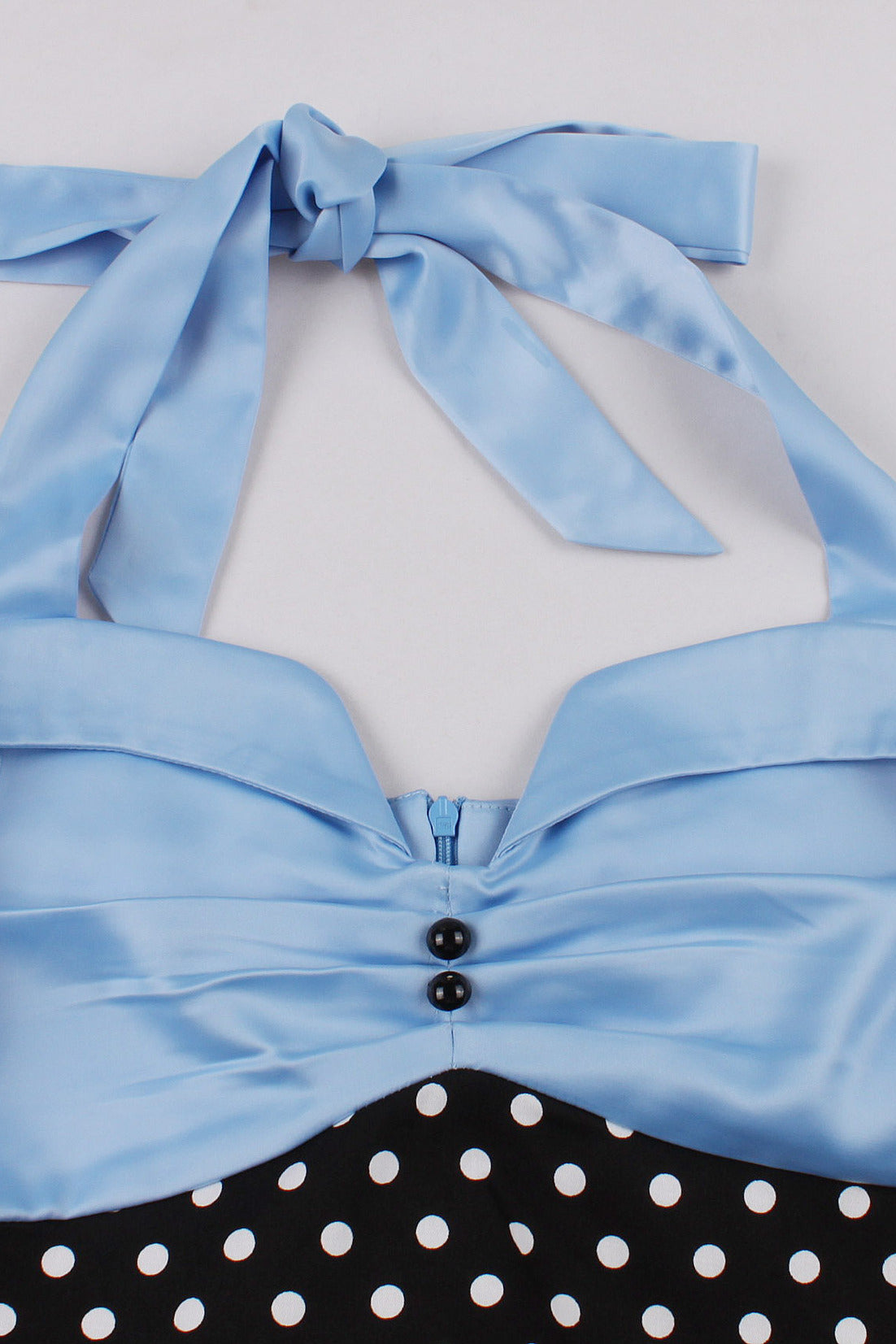 Blue Halter Dot A-line Vintage Dress