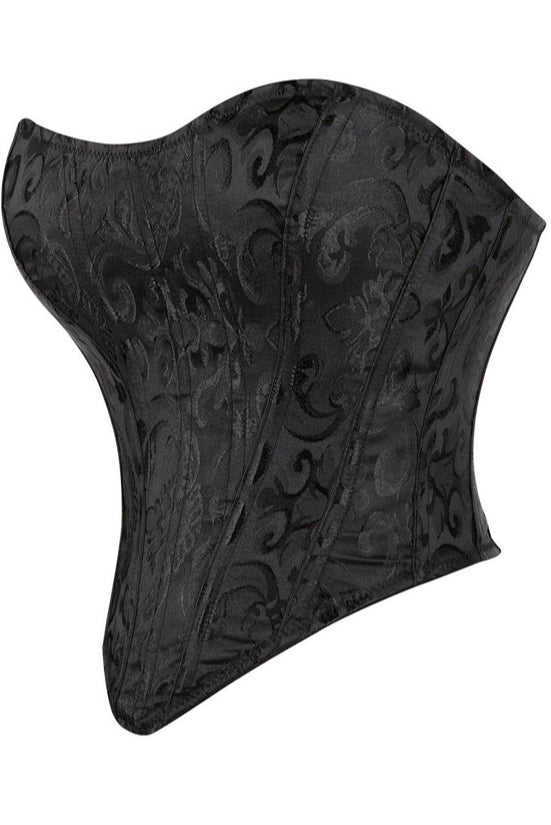 Black Strapless Jacquard Lace-Up Bustier Corset Top
