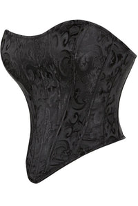 Black Strapless Jacquard Lace-Up Bustier Corset Top