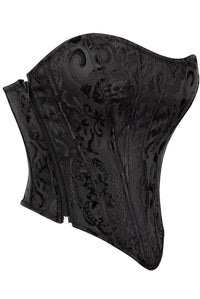 Black Strapless Jacquard Lace-Up Bustier Corset Top