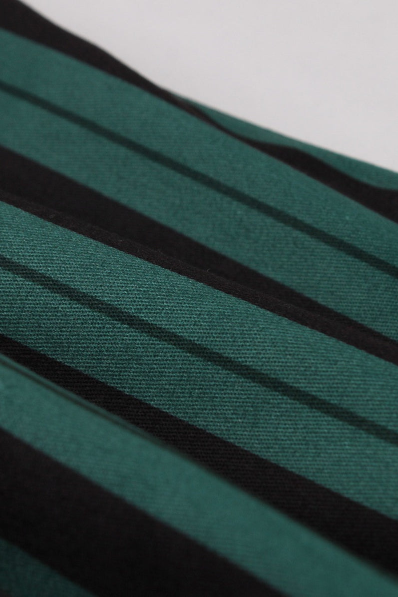 Green Stripes Lapel A-line Vintage Dress