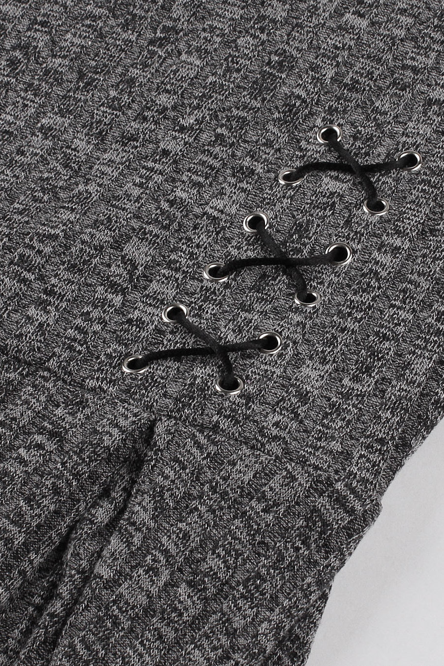 Grey Long Sleeves A-line Knitted Vintage Dress