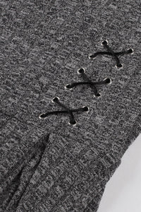 Grey Long Sleeves A-line Knitted Vintage Dress