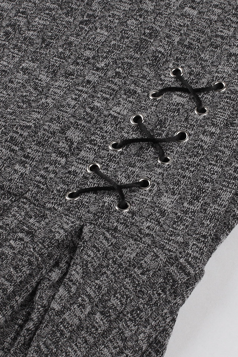Grey Long Sleeves A-line Knitted Vintage Dress