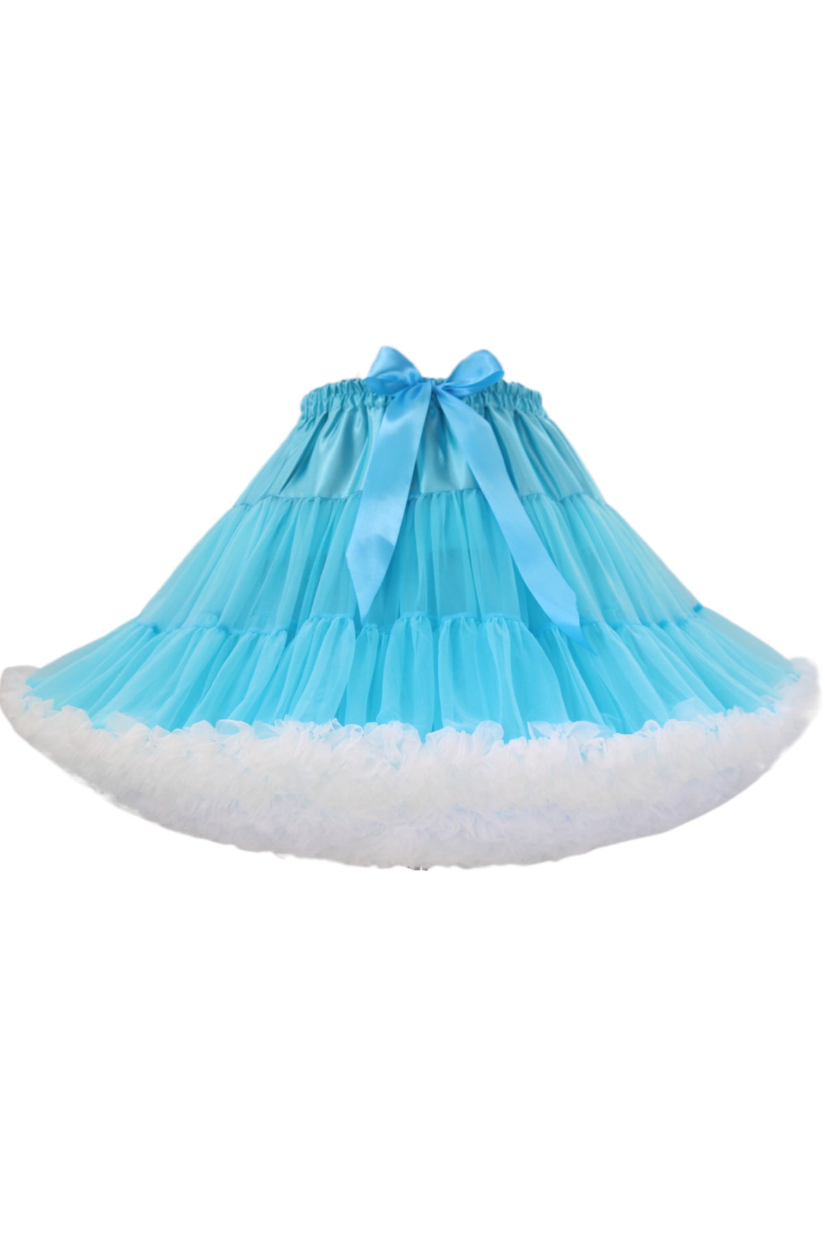 Blue Tulle Tutu Min Petticoat with White Hemline