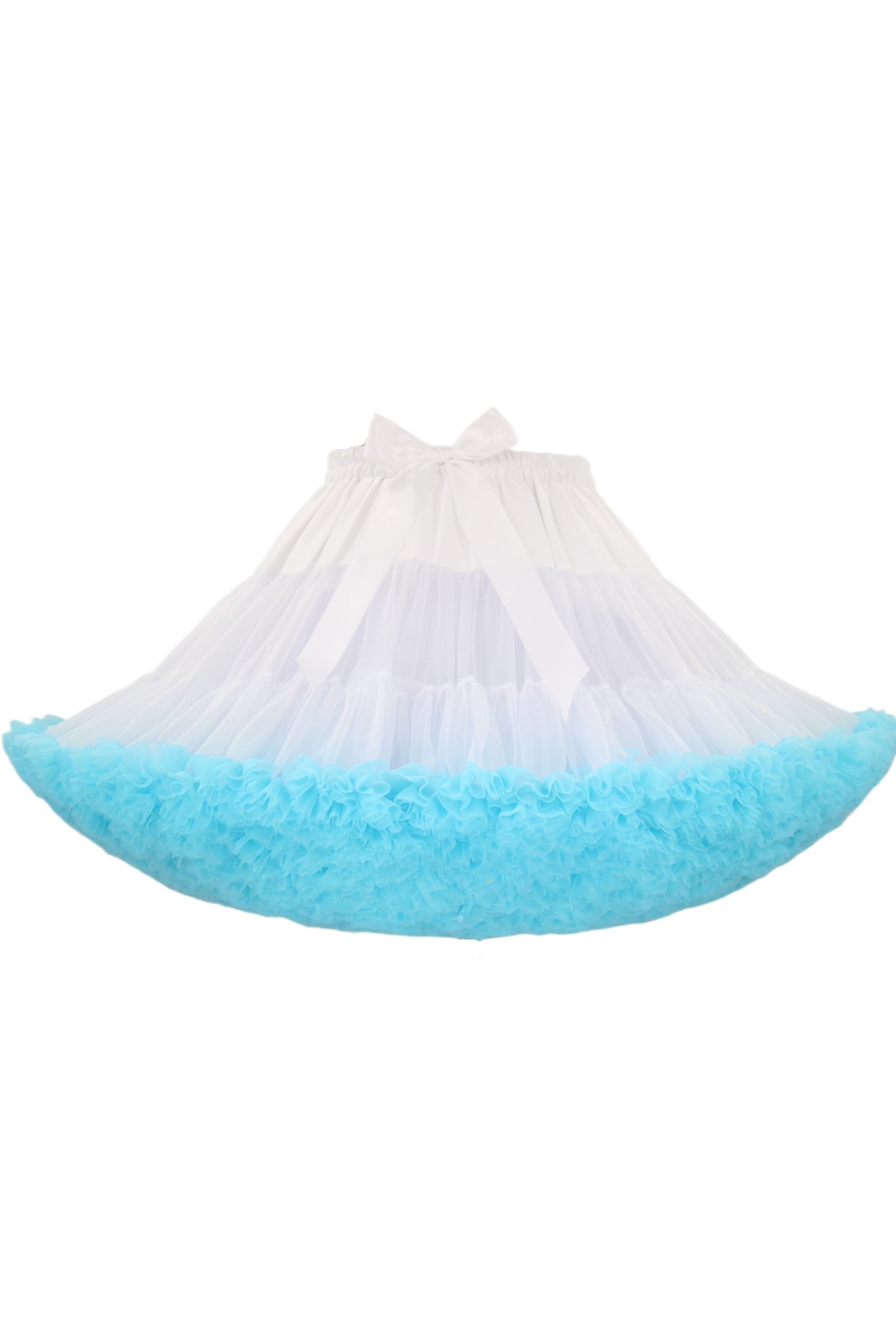 White Tulle Tutu Min Petticoat with Blue Hemline
