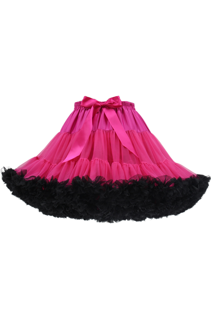 Fuchsia Tulle Tutu Min Petticoat with Black Hemline