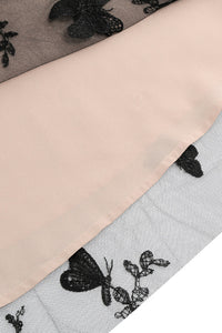 Apricot Sleeveless Surplice A-line Butterfly Vintage Dress with Sash