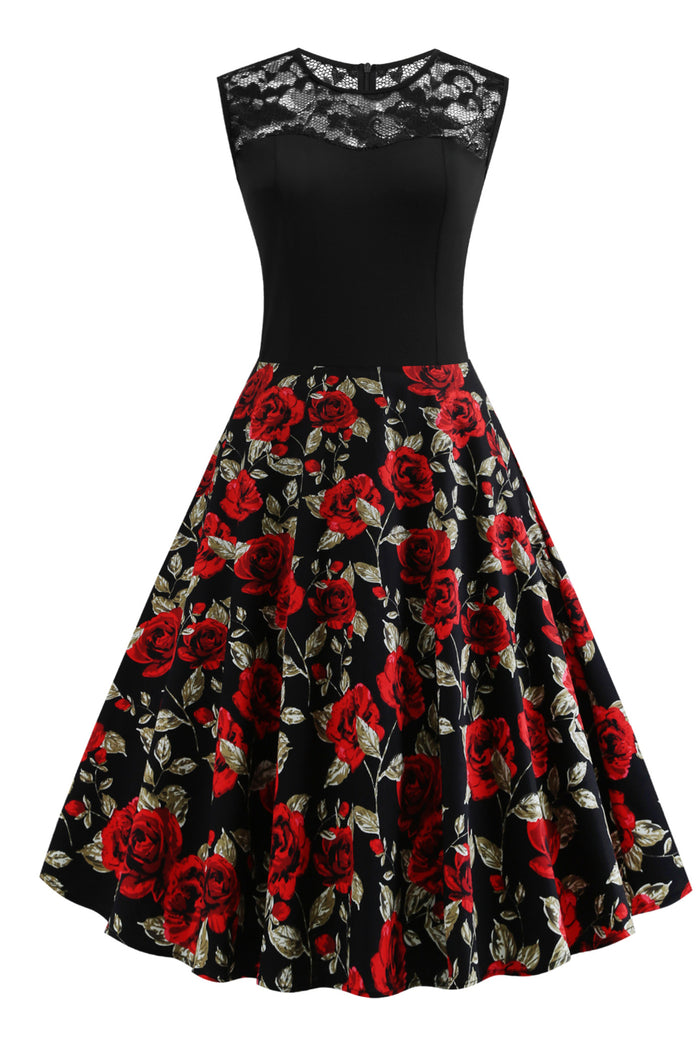 5 Styles of Floral Sleeveless A-line Vintage Dress