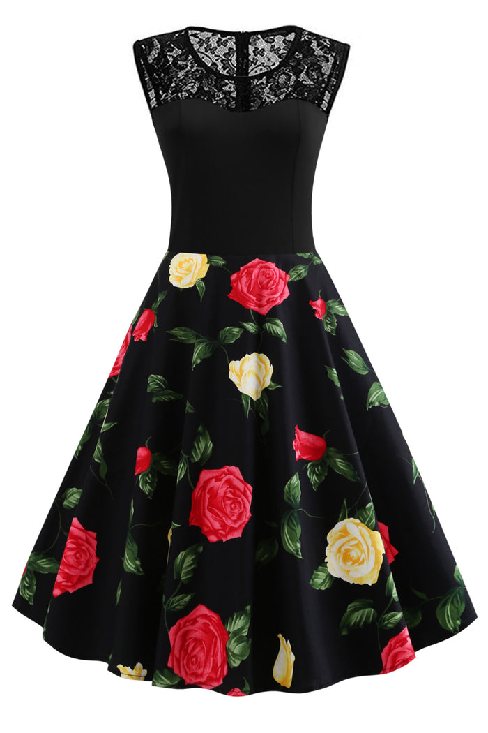 5 Styles of Floral Sleeveless A-line Vintage Dress