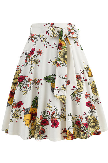 5 Styles Floral A-line Skirt with Bow