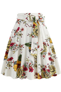 5 Styles Floral A-line Skirt with Bow