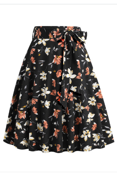 5 Styles Floral A-line Skirt with Bow