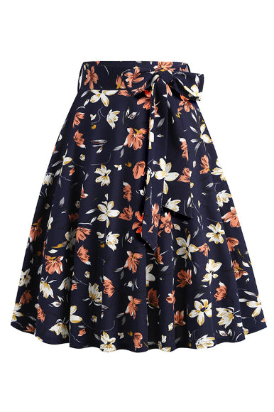 5 Styles Floral A-line Skirt with Bow