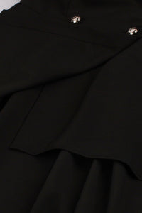 Halloween Black Lapel Gothic Hi-Low Vintage Dress