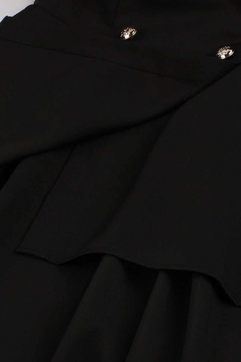 Halloween Black Lapel Gothic Hi-Low Vintage Dress