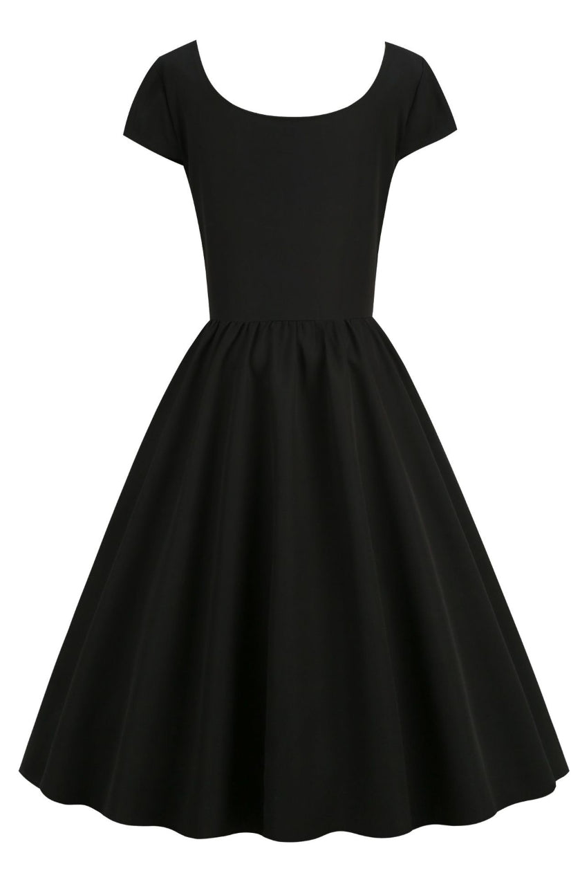 Red Cap Sleeves Lace A-line Lace-Up Vintage Dress